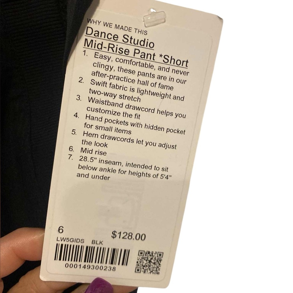 NWT Lululemon dance studio MR pants *short BLACK Size 6 - Picture 5 of 5